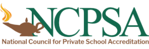 Logo of the National Council for Private School Accreditation, relevant for dyslexia education Jacksonville FL.